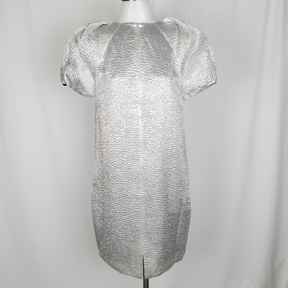 St John Metallic Crinkle Texture Cocktail Dress - Picture 5 of 8